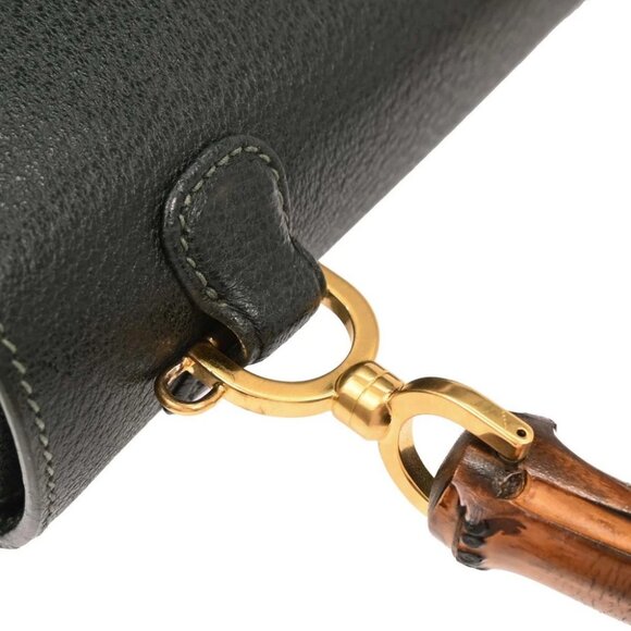 Gucci Dark Green Pigskin Bamboo 2way Handbag - Picture 6 of 10